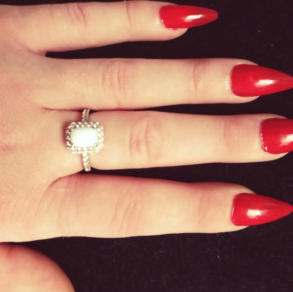 Opal and sapphire ring in sterling silver - Picture 7 of 7